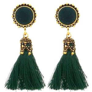 Fashion Tassel Green/Gold Earrings